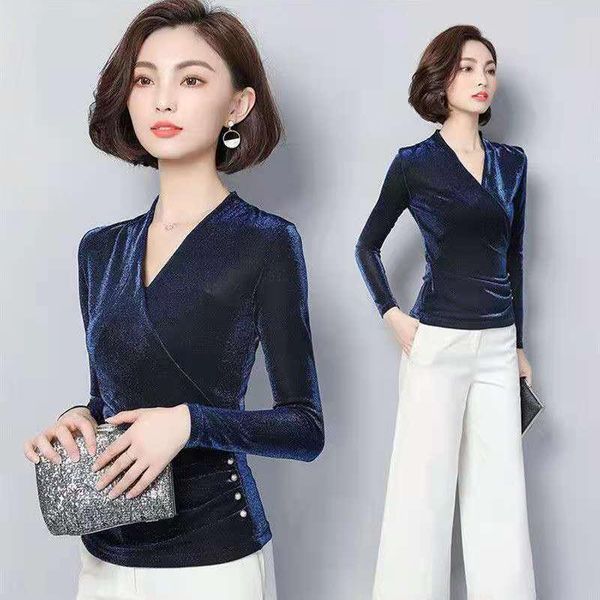 women's blouses & shirts lucyever elegant cross v-neck fashion glitter long sleeve female korean chic folds plus size blouse, White
women's blouses & shirts lucyever elegant cross v-neck fashion glitter long sleeve female korean chic folds plus size blouse, White
