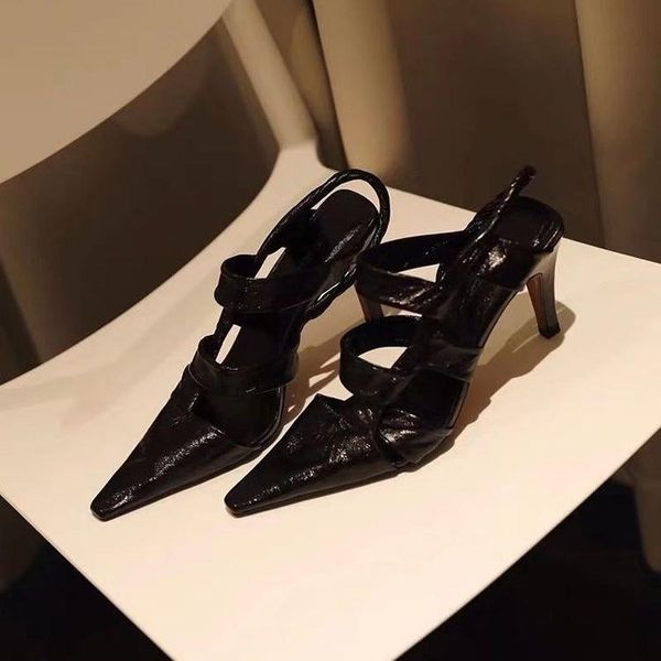 soft leather high heels dress shoes woman brand sandals pointy toe mules slingback wedding party, Black
soft leather high heels dress shoes woman brand sandals pointy toe mules slingback wedding party, Black