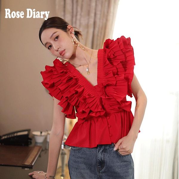 women's blouses & shirts rosediary 2021 summer fashion streetwear red slash v-neck layered zevity blouse women blusas lady shirt cascad, White
women's blouses & shirts rosediary 2021 summer fashion streetwear red slash v-neck layered zevity blouse women blusas lady shirt cascad, White