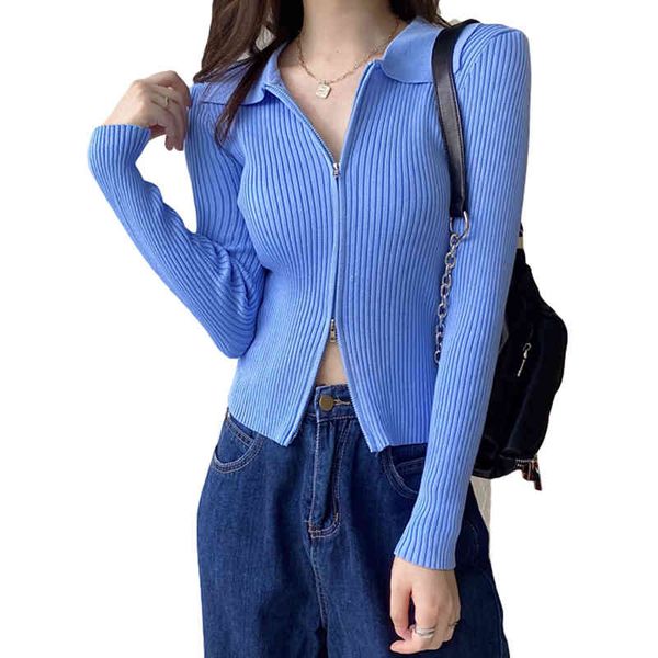 women's knits & tees camisola curta feminina nova versão coreana, blusa de malha manga comprida com zÃper polo duas pontas sensual prim, White
women's knits & tees camisola curta feminina nova versão coreana, blusa de malha manga comprida com zÃper polo duas pontas sensual prim, White