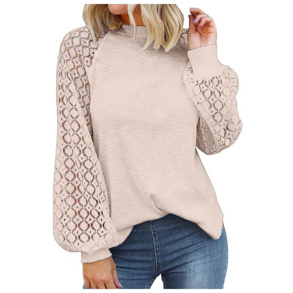 women's t-shirt long sleeve round neck pullover lace loose shirt comfy casual in stock, White
women's t-shirt long sleeve round neck pullover lace loose shirt comfy casual in stock, White