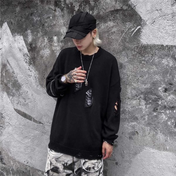 fashion sweater guochao solid color hole men's street hip hop lazy loose casual t-shirt, White;black
fashion sweater guochao solid color hole men's street hip hop lazy loose casual t-shirt, White;black