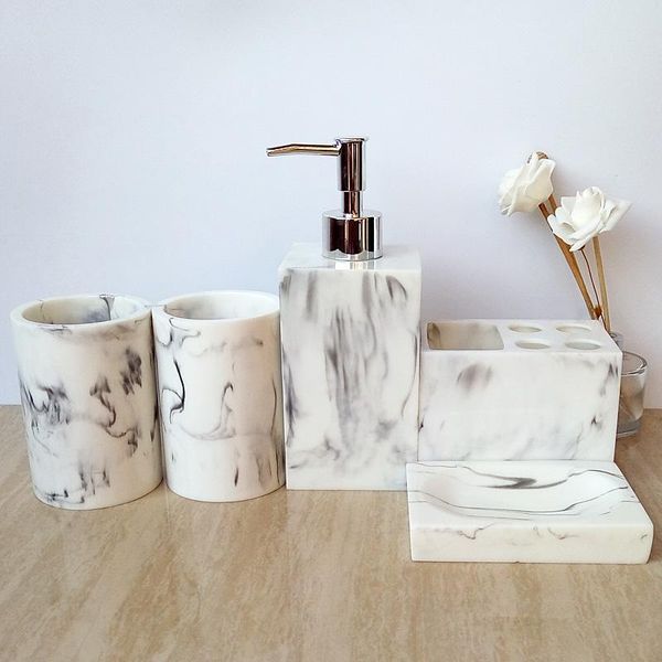bath accessory set nordic marble resin bathroom five-piece brush cup holder press bottle soap tray householdwash upscale bathroomel supplies
bath accessory set nordic marble resin bathroom five-piece brush cup holder press bottle soap tray householdwash upscale bathroomel supplies