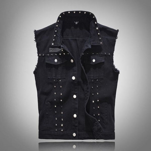 men's vests 2021 denim vest men punk rock rivet black jeans waistcoat fashion male motorcycle style sleeveless red cowboy gilet coat 5x, Black;white
men's vests 2021 denim vest men punk rock rivet black jeans waistcoat fashion male motorcycle style sleeveless red cowboy gilet coat 5x, Black;white