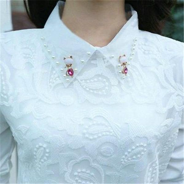 women's blouses & shirts 2021 turn down collar long sleeve plus size lace women blouse clothing blusas femininas ff1, White
women's blouses & shirts 2021 turn down collar long sleeve plus size lace women blouse clothing blusas femininas ff1, White