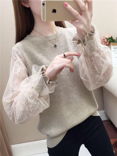 korean and japan cute sweet women's high neck lace lantern long sleeve sweaters blouse d949, White;black
korean and japan cute sweet women's high neck lace lantern long sleeve sweaters blouse d949, White;black