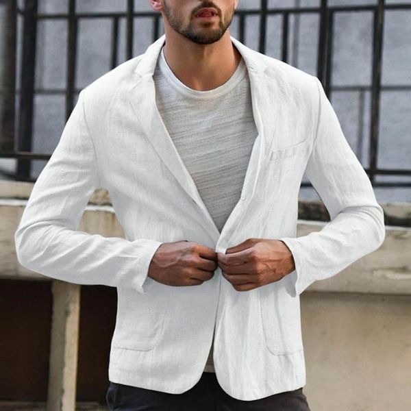 men autumn solid color long sleeve pockets cotton one button linen slim formal business blazer coat cardigan jacket men's suits & blaze, White;black
men autumn solid color long sleeve pockets cotton one button linen slim formal business blazer coat cardigan jacket men's suits & blaze, White;black