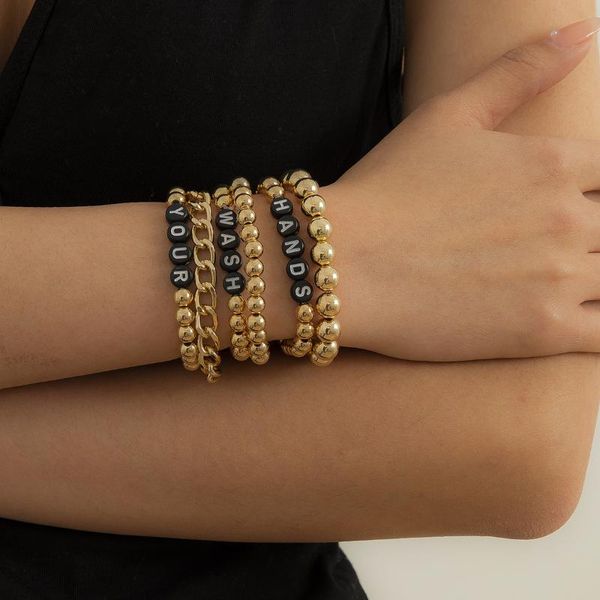 beaded, strands trending female wrist chains black and white letter word stranded women bracelet wash your hand beaded bracelets 6 pcs set
beaded, strands trending female wrist chains black and white letter word stranded women bracelet wash your hand beaded bracelets 6 pcs set