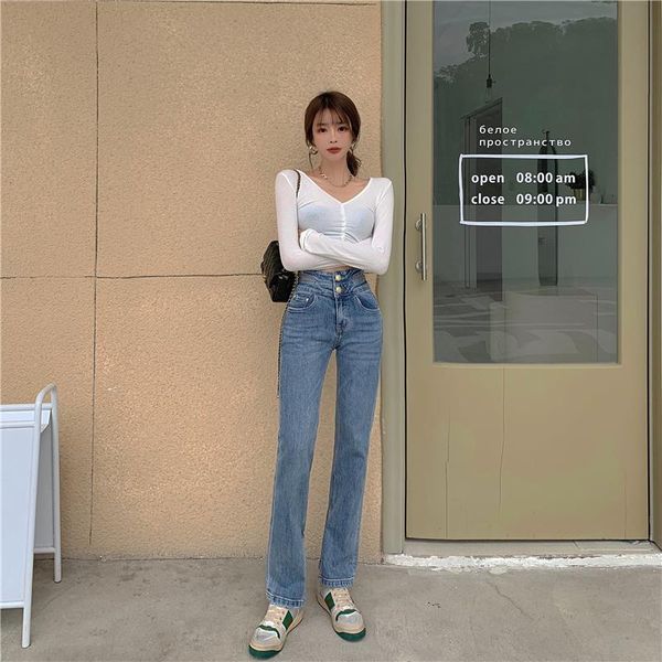 women jeans high waist straight loose button solid korean style vintage female denim trousers casual ladies pants 2021 spring women's, Blue
women jeans high waist straight loose button solid korean style vintage female denim trousers casual ladies pants 2021 spring women's, Blue