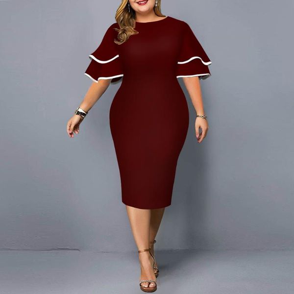 plus size dresses women dress elegant solid layered bell sleeve casual midi 2021 autumn ladies christmas party 4xl 5xl, Black
plus size dresses women dress elegant solid layered bell sleeve casual midi 2021 autumn ladies christmas party 4xl 5xl, Black