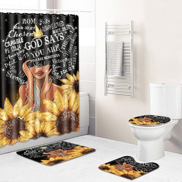 bath mats 4pcs african girl printed bathroom rug set home decor toilet shower room decoration and curtain
bath mats 4pcs african girl printed bathroom rug set home decor toilet shower room decoration and curtain