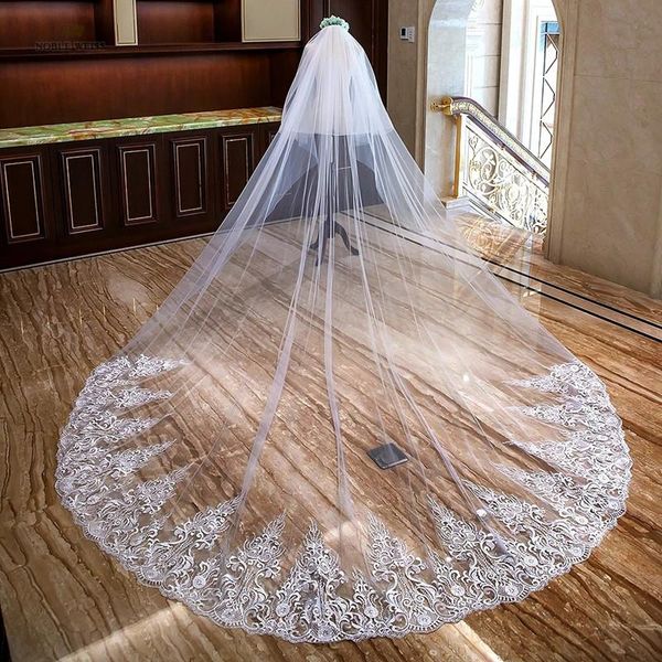 bridal veils white ivory wedding long cathedral length lace edge 2t veil with comb 4 meters accessories, Black
bridal veils white ivory wedding long cathedral length lace edge 2t veil with comb 4 meters accessories, Black
