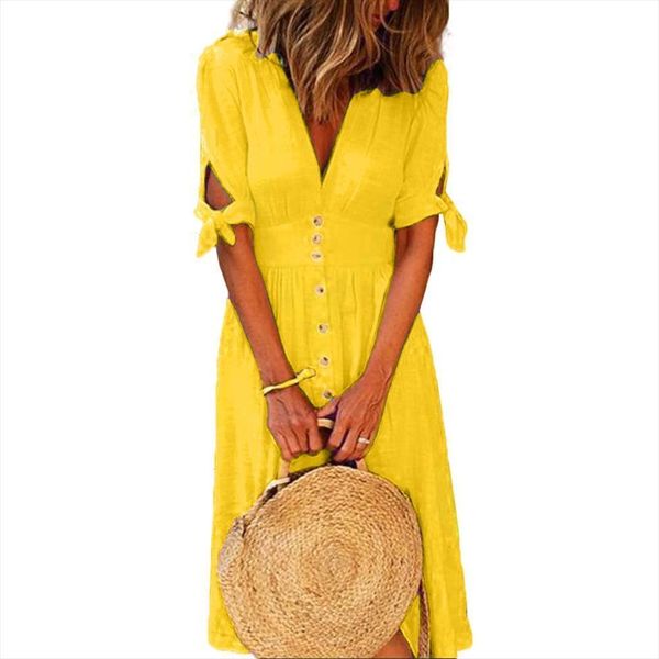 yellow fashion solid color deep womens dresses v neck tied half sleeve button party long dress ladies, Black;gray
yellow fashion solid color deep womens dresses v neck tied half sleeve button party long dress ladies, Black;gray