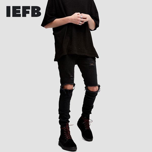 iefb /men's wear streetwear high-quality destroyed pants holes slim stretch small feet black jeans male spring 9y2176 210524, Blue
iefb /men's wear streetwear high-quality destroyed pants holes slim stretch small feet black jeans male spring 9y2176 210524, Blue