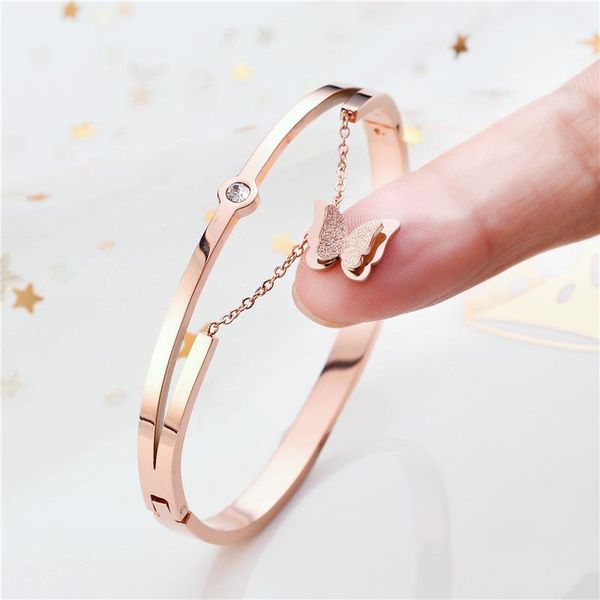 bangle charm chain frosted butterfly for women classic stainless steel rose gold bracelet wedding engagement christmas jewelry, Black
bangle charm chain frosted butterfly for women classic stainless steel rose gold bracelet wedding engagement christmas jewelry, Black