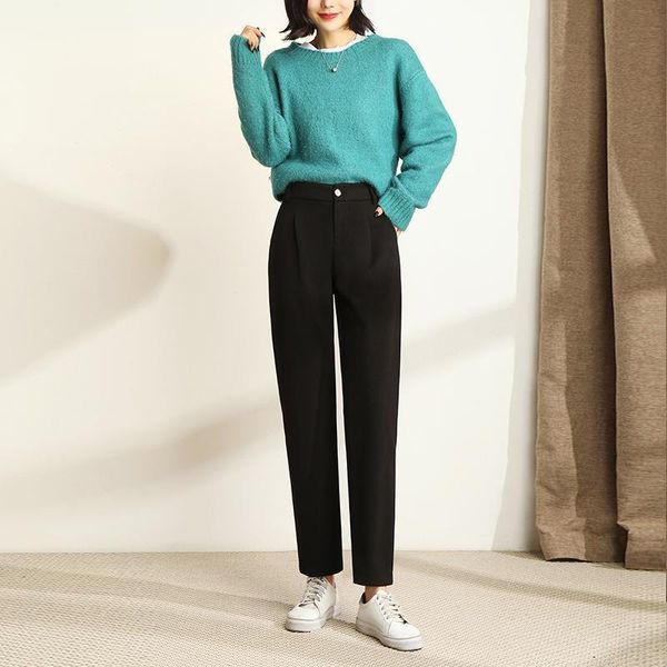 women's pants & capris 2022 autumn winter women solid woolen harem female elegant high waist loose trousers casual ankle-length suit h2, Black;white
women's pants & capris 2022 autumn winter women solid woolen harem female elegant high waist loose trousers casual ankle-length suit h2, Black;white