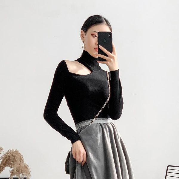 women's sweaters 2021 korean women sweater hole out black pullover girls jumper turtleneck fitness, White;black
women's sweaters 2021 korean women sweater hole out black pullover girls jumper turtleneck fitness, White;black