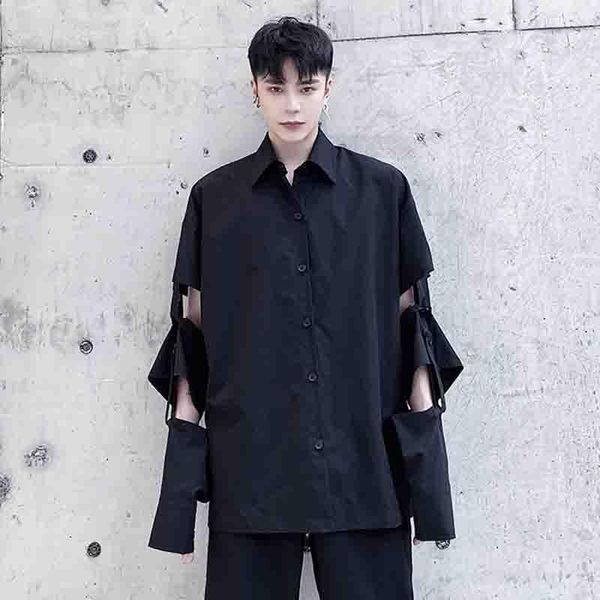 fashion high street dark style original design striped stitching detachable sleeve stage dress men's shirt casual shirts, White;black
fashion high street dark style original design striped stitching detachable sleeve stage dress men's shirt casual shirts, White;black