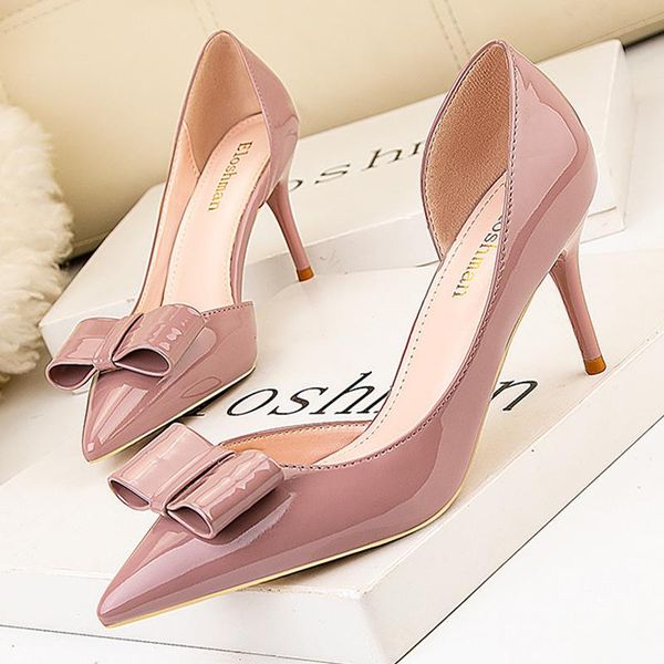 dress shoes bow high heels women patent leather pointed hollow stiletto woman pumps party wedding ladies summer sandals 7cm, Black
dress shoes bow high heels women patent leather pointed hollow stiletto woman pumps party wedding ladies summer sandals 7cm, Black