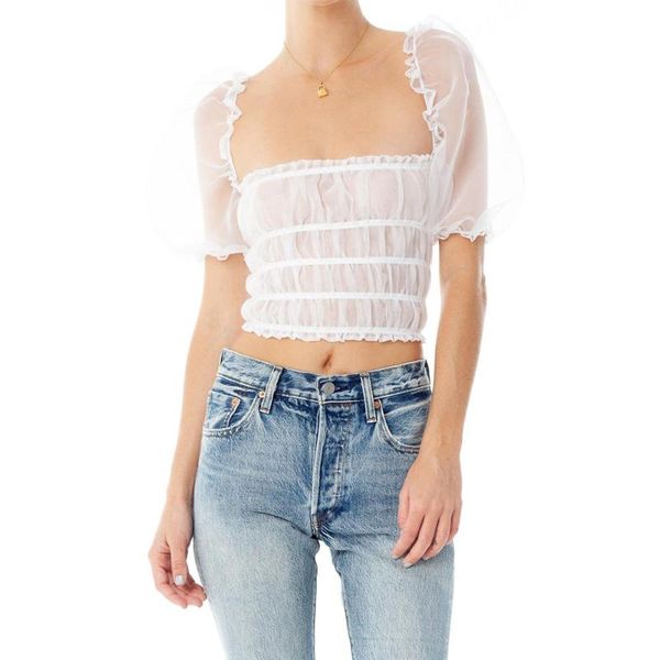 women's t-shirt summer bubble short sleeves sweet pullover pure white perspective fold cake tee fluffy mesh ladies crop
women's t-shirt summer bubble short sleeves sweet pullover pure white perspective fold cake tee fluffy mesh ladies crop