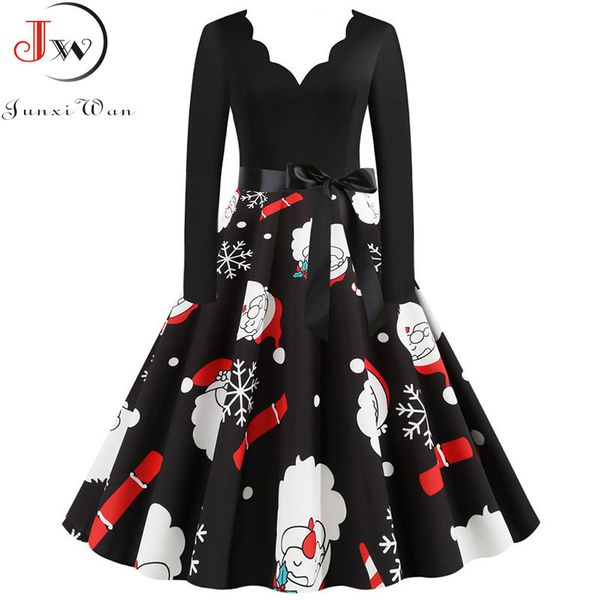 s3xl plus size women winter christmas dress vintage santa printed v-neck long sleeve swing xmas party festival dress robe, Black;gray
s3xl plus size women winter christmas dress vintage santa printed v-neck long sleeve swing xmas party festival dress robe, Black;gray