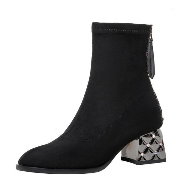 boots fashion all-match round toe comfortable flock ankle thick heel metal decorative stretch shoes sequined zipper short 1 agfg, Black
boots fashion all-match round toe comfortable flock ankle thick heel metal decorative stretch shoes sequined zipper short 1 agfg, Black