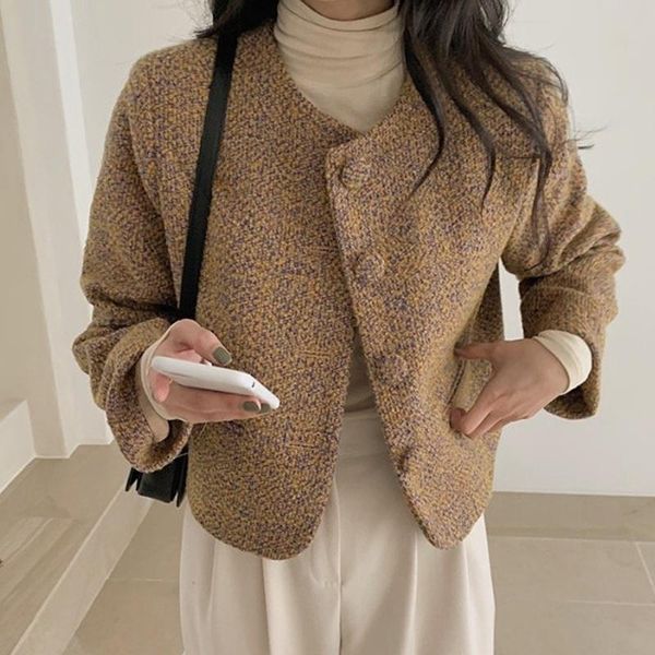 women's jackets zcsmll korean autumn winter vintage round neck single-breasted casual loose variegated design cardigan jacket women, Black;brown
women's jackets zcsmll korean autumn winter vintage round neck single-breasted casual loose variegated design cardigan jacket women, Black;brown