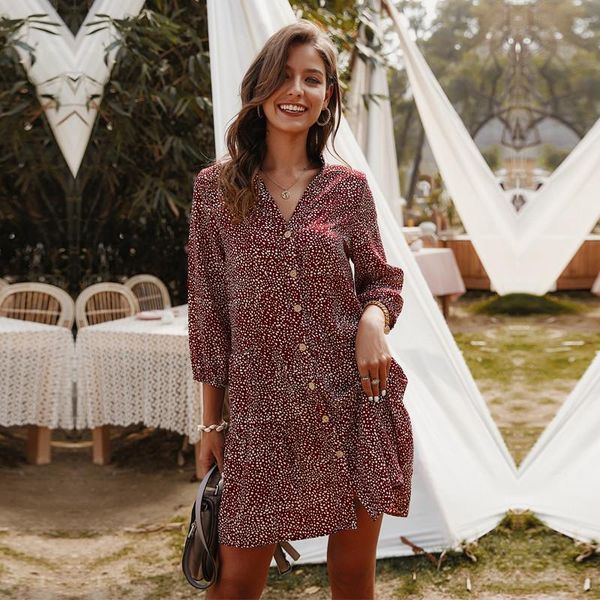 casual summer dress women single breasted print above knee mini v-neck three quarter sleeve dresses, Black;gray
casual summer dress women single breasted print above knee mini v-neck three quarter sleeve dresses, Black;gray
