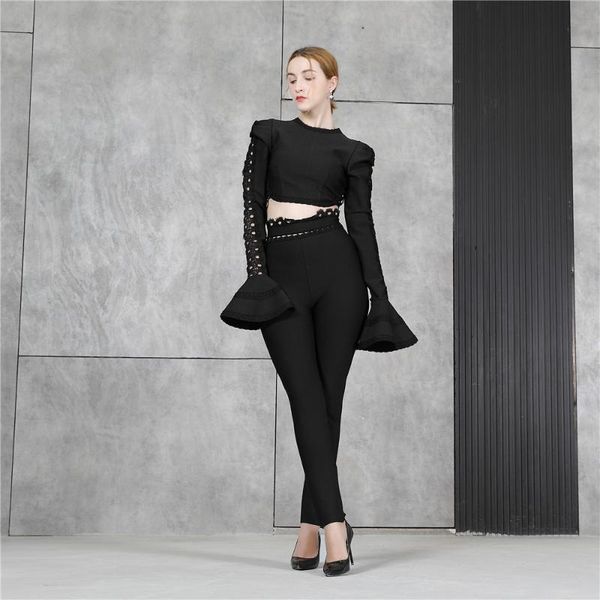 women's two piece pants 2021 summer women elegant black long flare sleeve club party bodycon bandage sets casual out wear lady pencil, White
women's two piece pants 2021 summer women elegant black long flare sleeve club party bodycon bandage sets casual out wear lady pencil, White