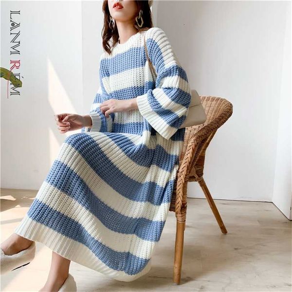 lanmrem stripe crew neck pullover sweater women autumn winter loose vintage long knit dress female pc442 211018, White;black
lanmrem stripe crew neck pullover sweater women autumn winter loose vintage long knit dress female pc442 211018, White;black