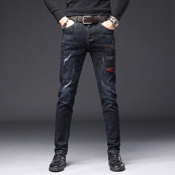 embroidered stretch denim mens pants fashion brand drill embroidery trend autumn korean straight tube slim leg casual, Blue
embroidered stretch denim mens pants fashion brand drill embroidery trend autumn korean straight tube slim leg casual, Blue