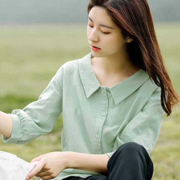 women's blouses & shirts spring summer korean fashion preppy style women 3/4 sleeve loose white cotton peter pan 52zs
women's blouses & shirts spring summer korean fashion preppy style women 3/4 sleeve loose white cotton peter pan 52zs