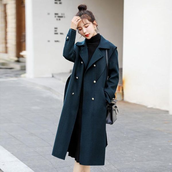 women's wool & blends 2021 winter women woolen coat female warm long sleeve turn-down collar outwear jacket casual elegant overcoat l77, Black
women's wool & blends 2021 winter women woolen coat female warm long sleeve turn-down collar outwear jacket casual elegant overcoat l77, Black