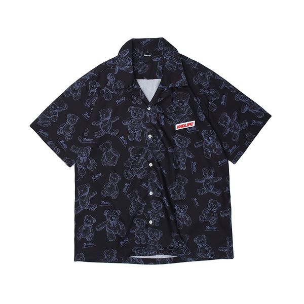 men's casual shirts high street full bear print short sleeve hawaiian shirt men and women lapel oversize loose summer qes0, White;black
men's casual shirts high street full bear print short sleeve hawaiian shirt men and women lapel oversize loose summer qes0, White;black
