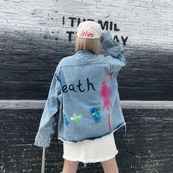 women's jackets 2021 spring and autumn graffiti large size loose denim jacket streetwear hip-hop single-breasted cardigan women coats, Black;brown
women's jackets 2021 spring and autumn graffiti large size loose denim jacket streetwear hip-hop single-breasted cardigan women coats, Black;brown