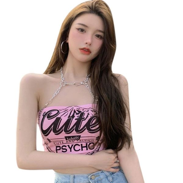 women's tanks & camis korean print letter women halter exposed navel slim vest ladies sleeveless backless casual tank streetwear, White
women's tanks & camis korean print letter women halter exposed navel slim vest ladies sleeveless backless casual tank streetwear, White