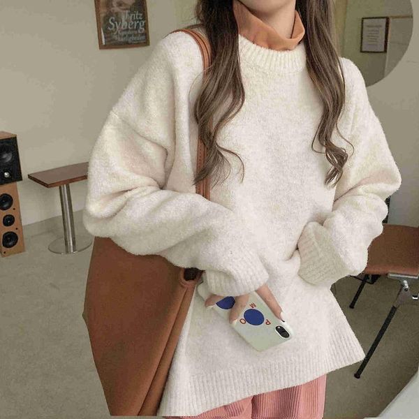 women's sweaters soft waxy thick warm sweater, long sleeved winter loose female, White;black
women's sweaters soft waxy thick warm sweater, long sleeved winter loose female, White;black