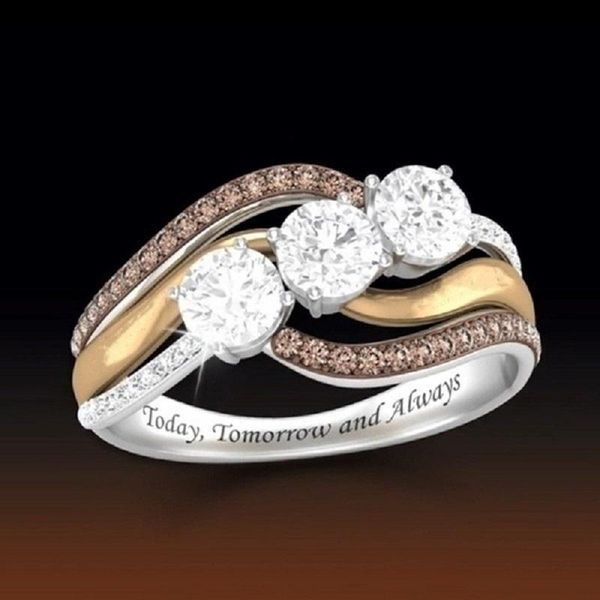 wedding rings shining cubic zirconia stone tricolor for women female fashion style engagement jewelry today tomorrow and always, Slivery;golden
wedding rings shining cubic zirconia stone tricolor for women female fashion style engagement jewelry today tomorrow and always, Slivery;golden