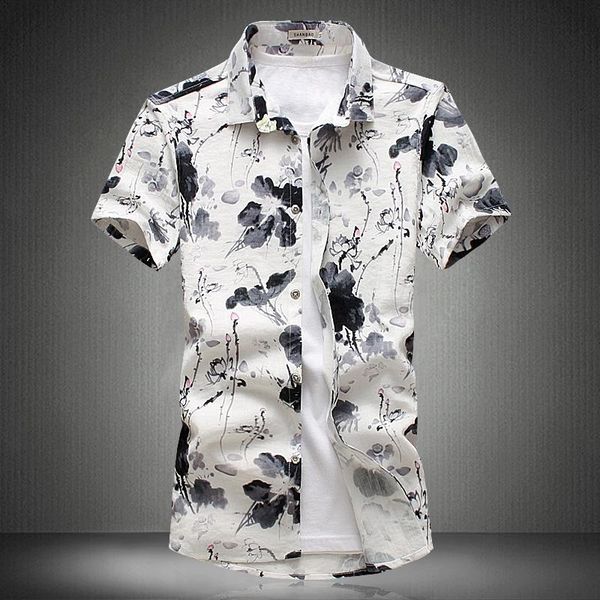 men's casual shirts chinese style ink painting printing fashion short-sleeved shirt summer 2021 quality cotton soft comfortable men, White;black
men's casual shirts chinese style ink painting printing fashion short-sleeved shirt summer 2021 quality cotton soft comfortable men, White;black