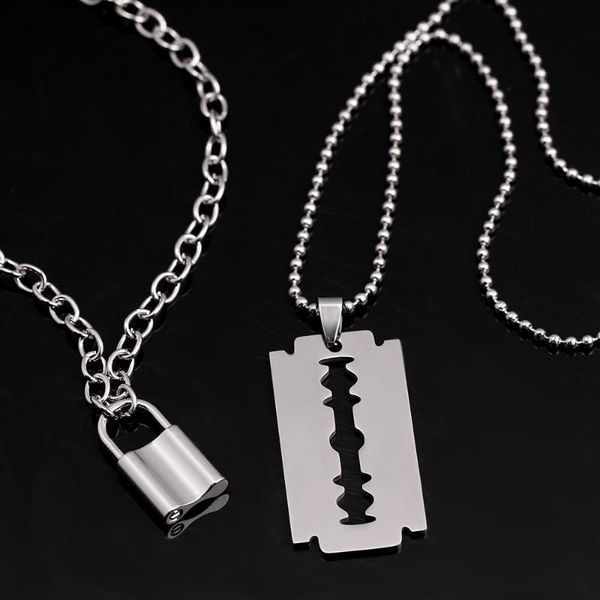 pendant necklaces layered chains hip-hop punk padlock necklace rock lock blade for man women cool jewelry motorbike accessories, Silver
pendant necklaces layered chains hip-hop punk padlock necklace rock lock blade for man women cool jewelry motorbike accessories, Silver