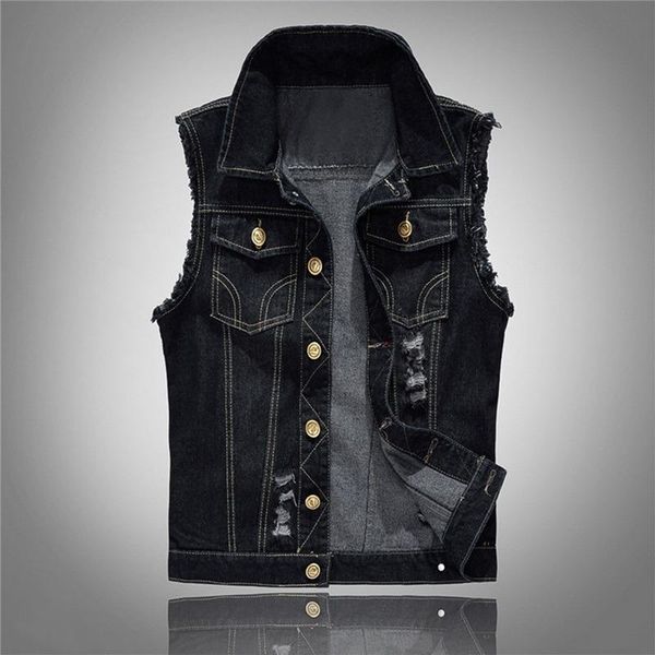 men's vests punk denim vest sleeveless jean jackets with rivets double pockets slim fit attractive figure soft and comfy top, Black;white
men's vests punk denim vest sleeveless jean jackets with rivets double pockets slim fit attractive figure soft and comfy top, Black;white