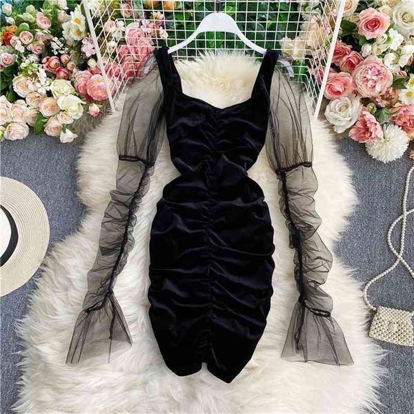 autumn winter retro female slim fit square neck trumpet sleeve mesh stitching pleated velvet bag hip dress uk663 210507, Black;gray
autumn winter retro female slim fit square neck trumpet sleeve mesh stitching pleated velvet bag hip dress uk663 210507, Black;gray