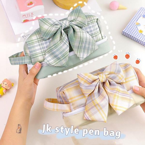 pencil bags jk style plaid two layer case for girls big bow fabric pen bag large capacity school stationary organier pouch
pencil bags jk style plaid two layer case for girls big bow fabric pen bag large capacity school stationary organier pouch