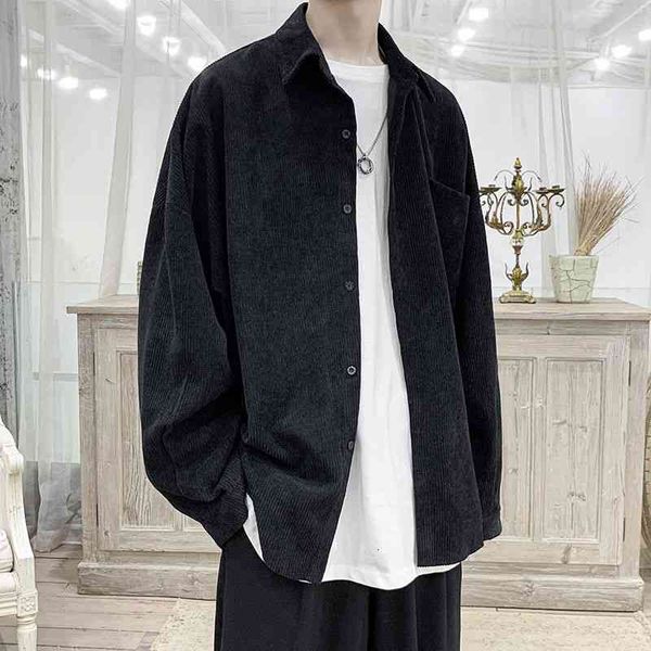 men's casual shirts spring autumn corduroy korean fashion loose harajuku streetwear retro long-sleeved bp3t, White;black
men's casual shirts spring autumn corduroy korean fashion loose harajuku streetwear retro long-sleeved bp3t, White;black