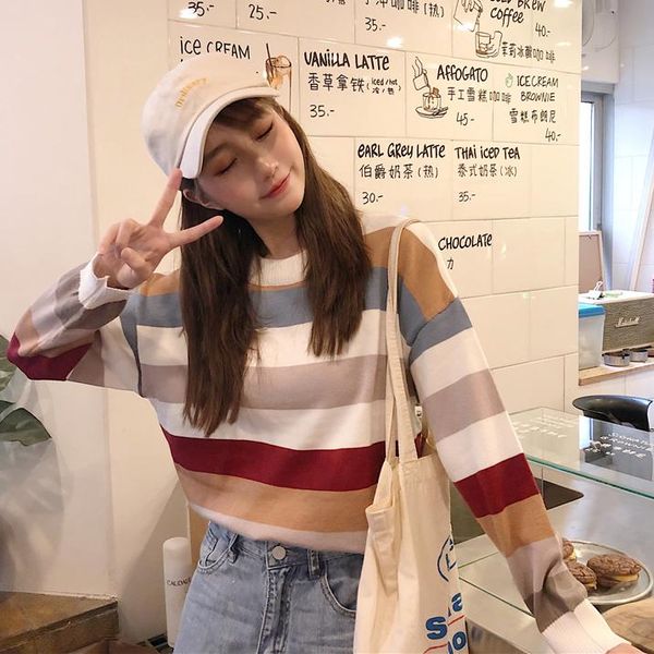women's sweaters autumn winter moda feminina clothing ladies long sleeve and pullovers o-neck striped casual korean style chic, White;black
women's sweaters autumn winter moda feminina clothing ladies long sleeve and pullovers o-neck striped casual korean style chic, White;black