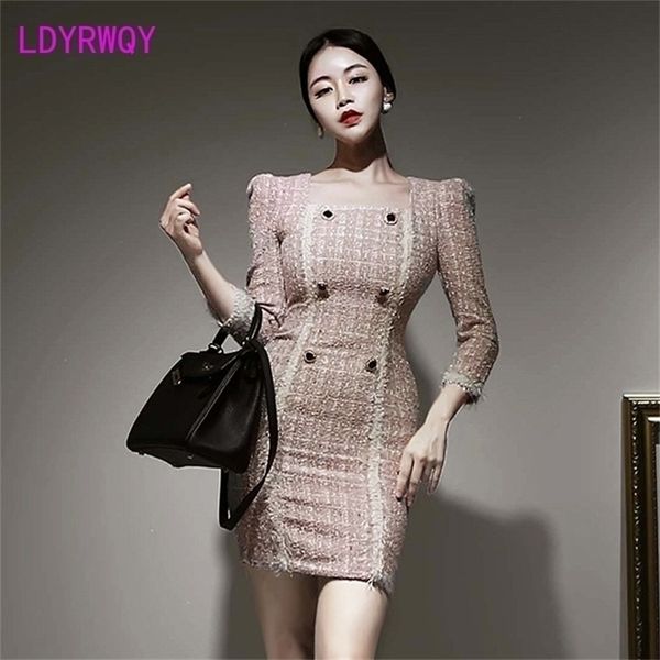 dress autumn and winter ladies temperament square collar double-breasted tweed slim slimming hip 210416, Black;gray
dress autumn and winter ladies temperament square collar double-breasted tweed slim slimming hip 210416, Black;gray