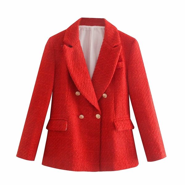 za women fashion texture double breasted woolen check blazer coat vintage long sleeve pockets female outerwear chic veste 210915, White;black
za women fashion texture double breasted woolen check blazer coat vintage long sleeve pockets female outerwear chic veste 210915, White;black