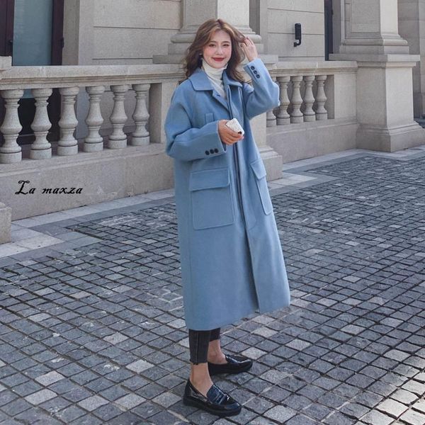 women's wool & blends korean style women cashmere coat 2021 winter elegant pocket single breasted loose warm, Black
women's wool & blends korean style women cashmere coat 2021 winter elegant pocket single breasted loose warm, Black