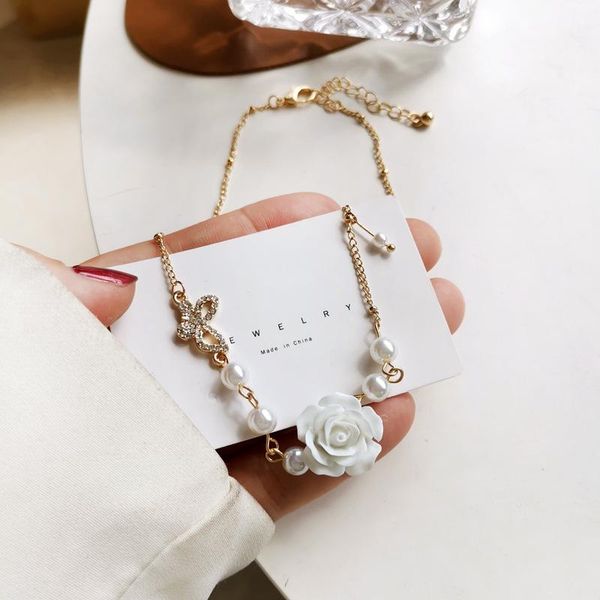 chains simulated pearl choker vintage white flower necklace for women long tassel necklaces butterfly charm party jewelry fashion, Silver
chains simulated pearl choker vintage white flower necklace for women long tassel necklaces butterfly charm party jewelry fashion, Silver