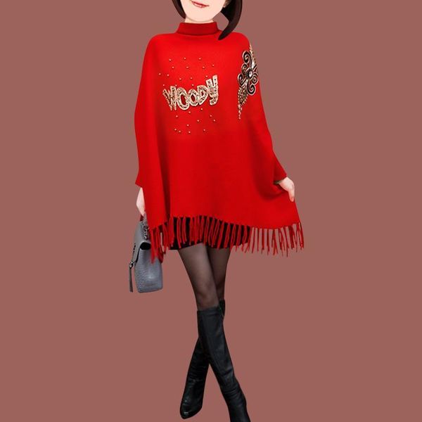 women's sweaters autumn and winter fashion loose letter printing bat cloak sweater coat tassel shawl knitted pullover blouse women, White;black
women's sweaters autumn and winter fashion loose letter printing bat cloak sweater coat tassel shawl knitted pullover blouse women, White;black
